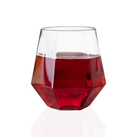 Smarty Had A Party 12 oz. Clear Hexagonal Stemless Plastic Wine Goblets (64 Glasses), 64PK 3712-SB-CASE